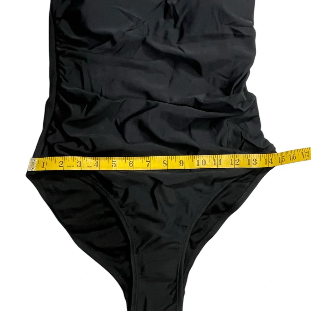 Nicole Miller Black One Piece Swimsuit NWT Sz M Adjustable Thin Straps Classic